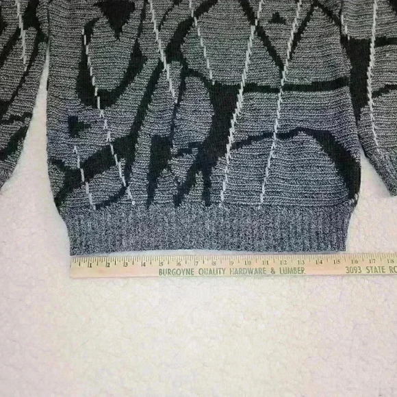 80s Vintage Womens L Geometric Crew Neck Sweater College Point Abstract Retro - Picture 9 of 14